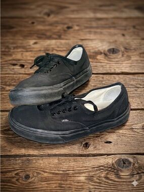 Vans Authentic Black Monochrome Low Top Canvas Sneakers Mens 8.5 Womens 10